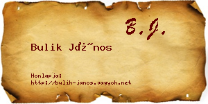 Bulik János névjegykártya